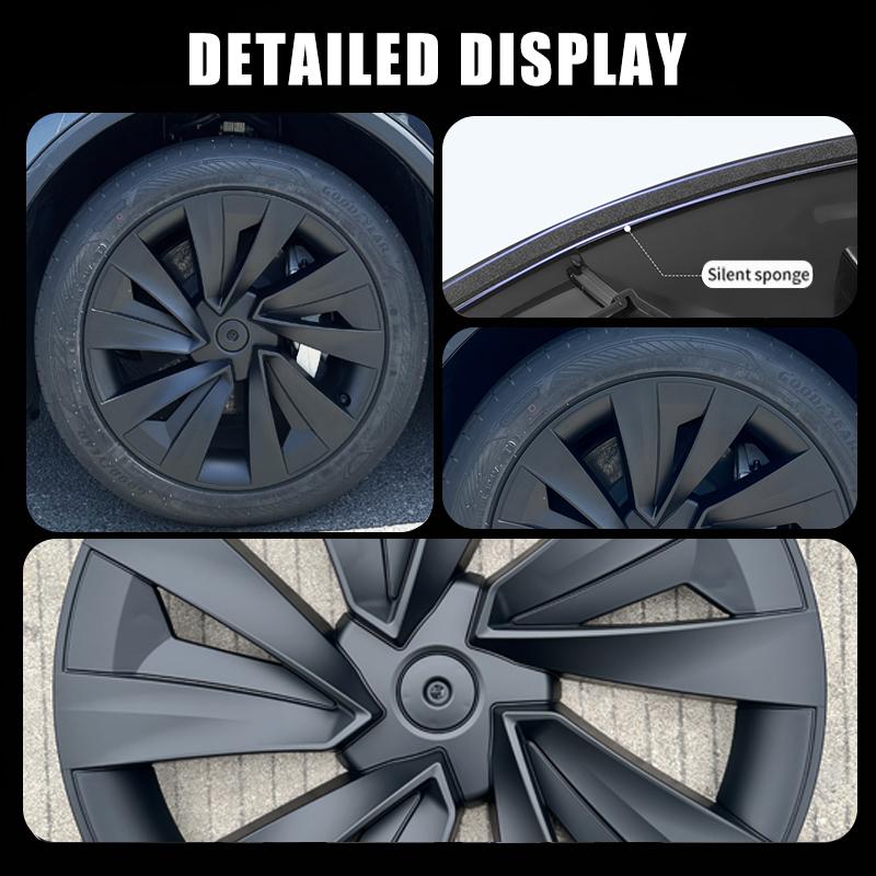 Para Tesla Model Y Juniper 4 Peças Calota de Roda 19 Polegadas Calota de Cubo Substituição Performance Calota de Roda Crossflow 2025 Acessório de Calota Completa