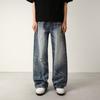 American Retro Loose Dirty Dyed Old Jeans Men's and Women's Design Sense Niche Cat Whisker Casual Straight Wide-leg Pants