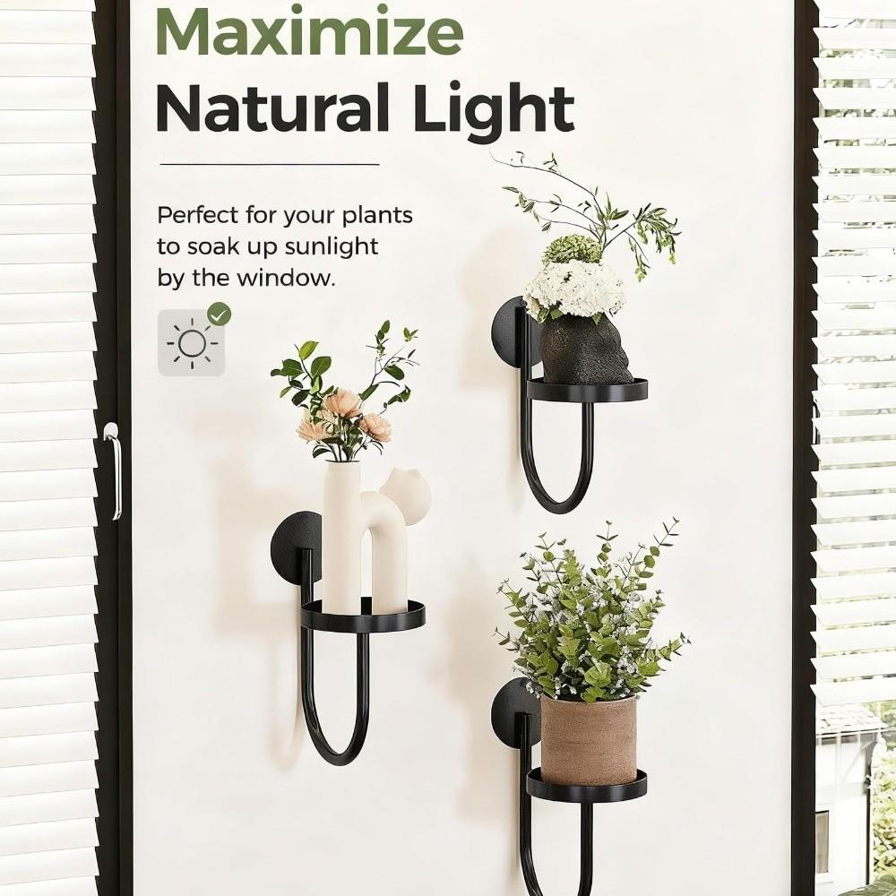 Space Saving Hanging Plant Stand Sturdy Iron Planter Rack Wall Mounted Plant Holder Office Decor