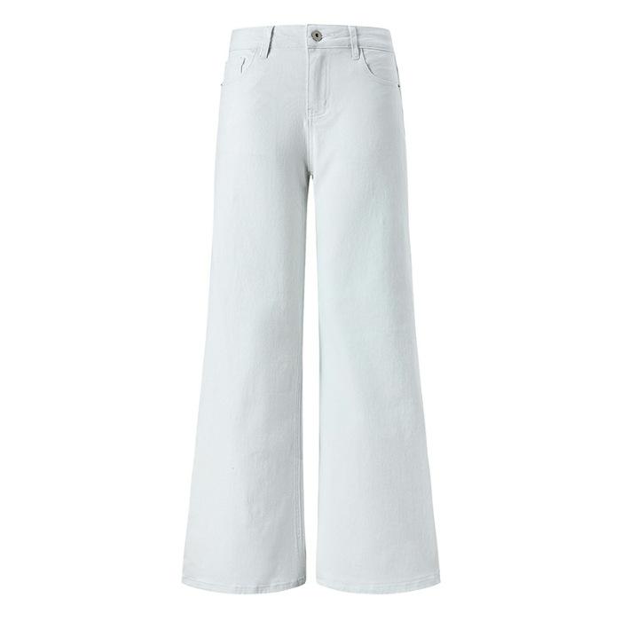Old Money Latte Milk Tea Color Elastic Slightly Stretched Waist Not Sticking Legs Thin Flared Pants Jeans Women