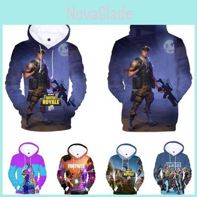 Fortnite Battle 3d Printed Hoodie Jacket Sweatshirt Spandex Material Round Neck Hip Hop Style