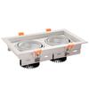 LED Double Head Spotlight: Embedded Grille, Single or Triple Head, Square Cylinder Design - Ideal for Living Room or Commercial Spaces.