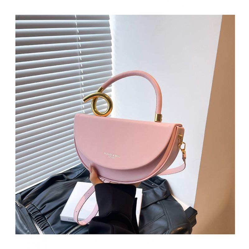 

High-end Niche Handbag Box Bag Women s Fashionable All-match Saddle Temperament Light Luxurious One-shoulder Cross-body 25x7x13cm рожевий