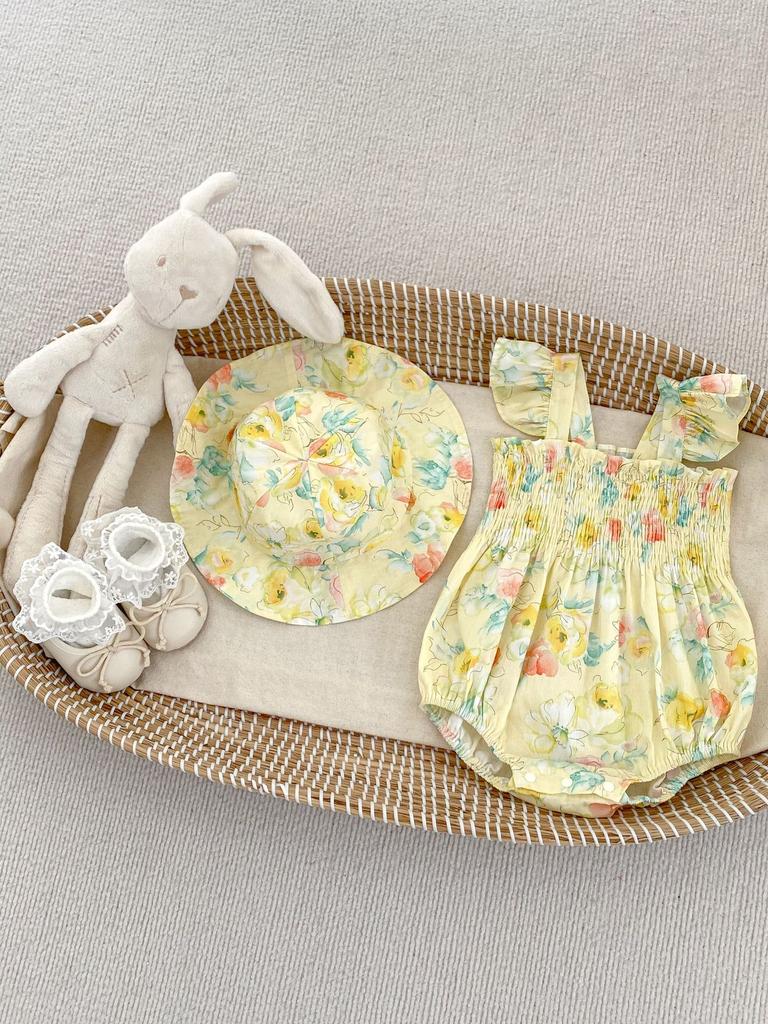 Baby Girl Summer Floral Ruffle Sleeve Romper Cute One Piece Crawl Suit