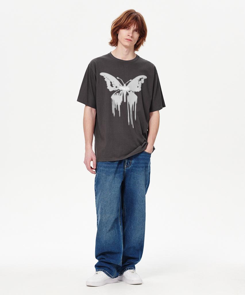 MAHAGRID Butterfly Goth Tee Charcoal(Mg2Emmt538A)