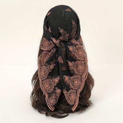 Square Yarn Scarf Floral Embroidery Lace Hijab Headscarf Headband Summer Breathable Bandana For Women Elegant Turban Hair Wrap