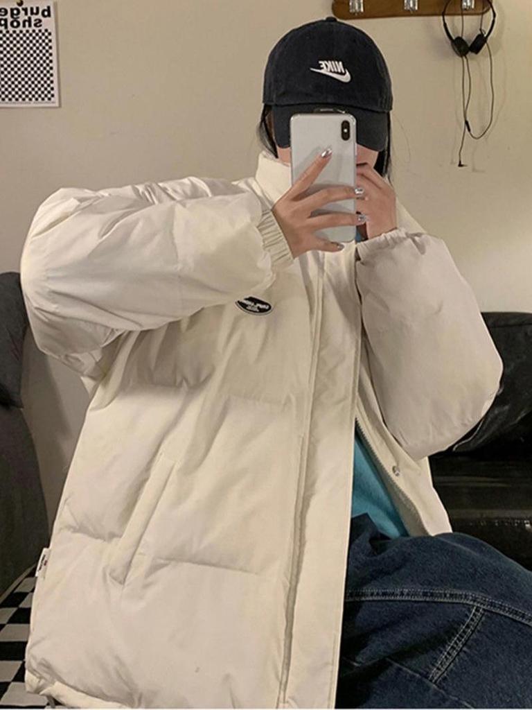 2025 Korean Style Stand Collar Lambswool Down Jacket - Loose, Slimming, Thick, Warm Autumn/Winter Outerwear