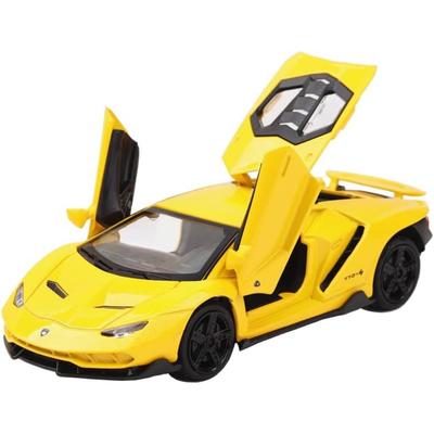 1/32 Alaşımlı Koleksiyonluk Sarı Lambor LP770-4 Oyuncak Geri Çekilebilir Araçlar Pres Döküm Arabalar Işık ve Sesli Model
