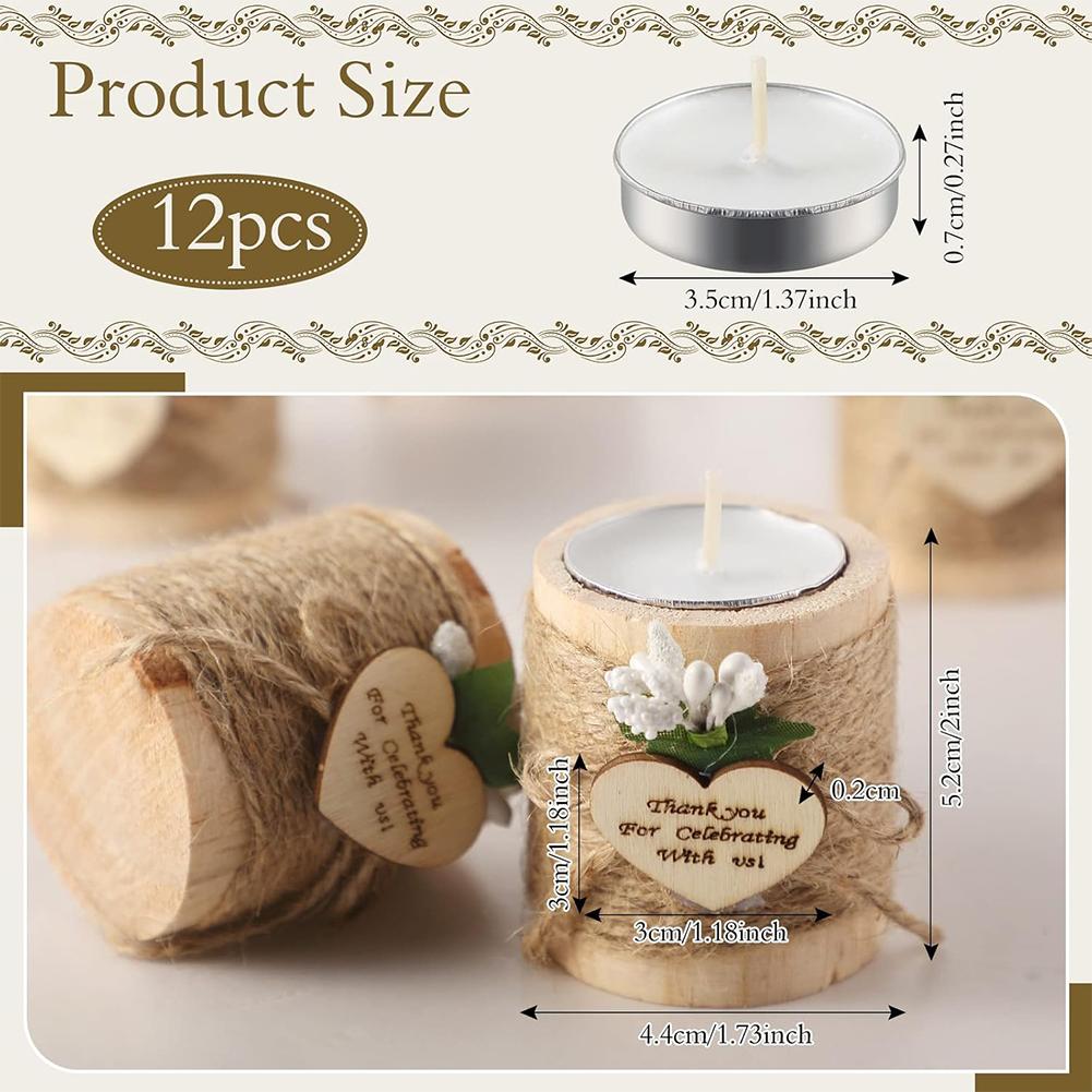 12Pcs Wooden Tealight Candle Holders Wedding Favors Party Candle Favors Bridal Shower Favors for Wishing Wedding Party Birthday