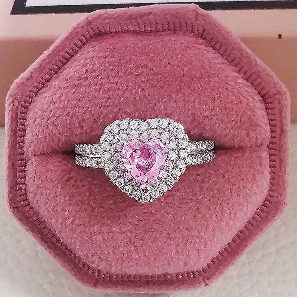 

Роскошное модное женское кольцо с персиковым сердцем R4599 Size 9 розовый