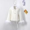 Tassel Solid Color Women Coat Faux Fur Feather Full Sleeve Female Jacket 2025 Autumn Winter Elegant Single Breasted Lady Outwear