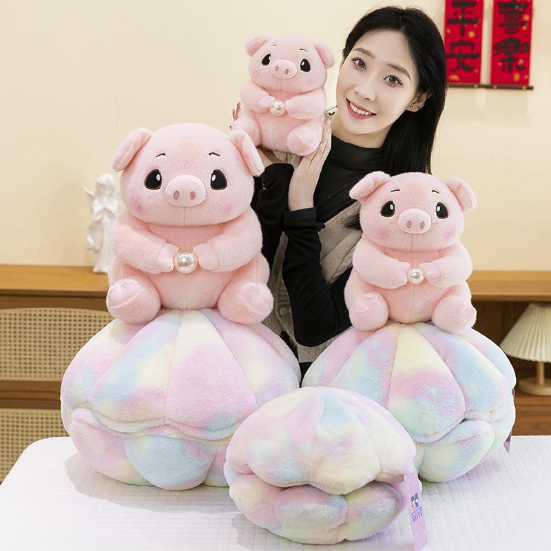 Cute Pig Throw Pillow Plush Toy Palm Bright Pig Doll Bed Sleeping Doll Girl Gift