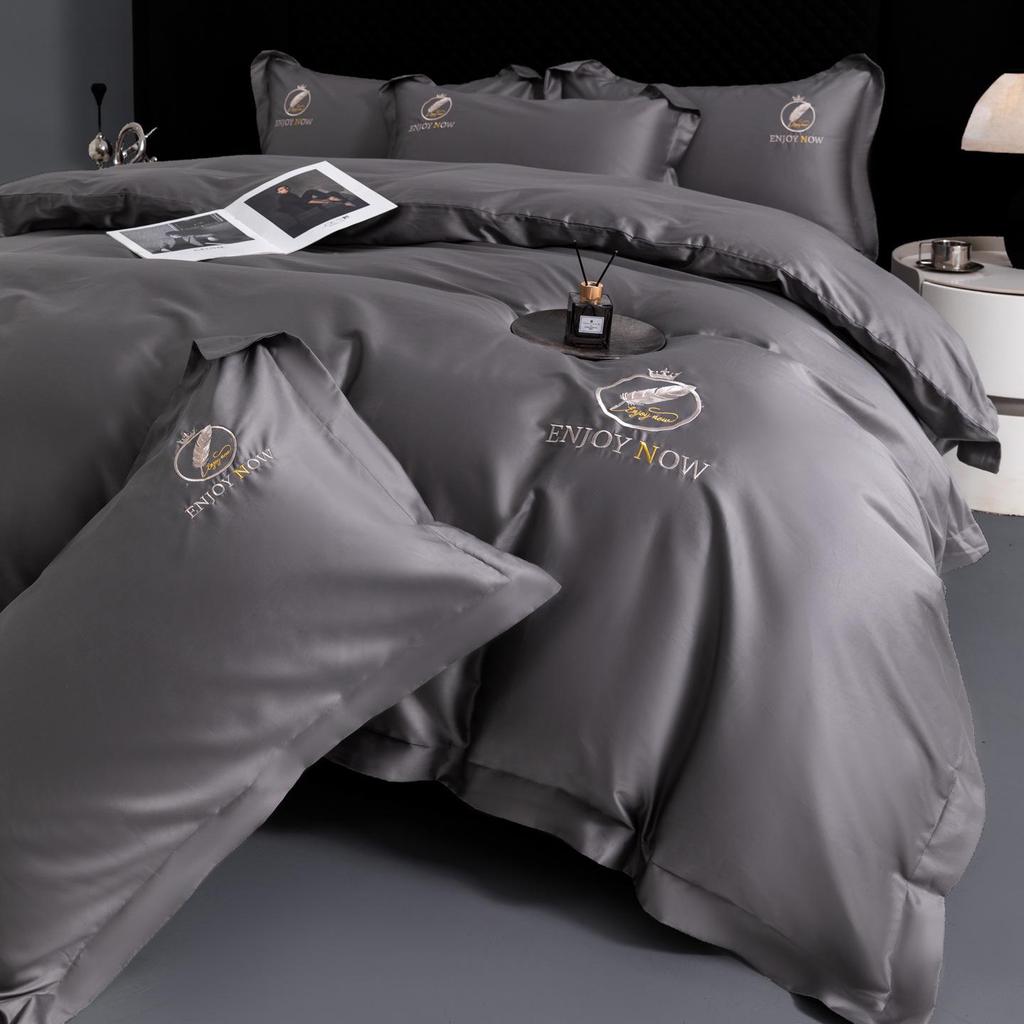 High-End 60s Long-Staple Cotton Embroidered Four-Piece Bedding Set with Duvet Cover & Bed Sheet