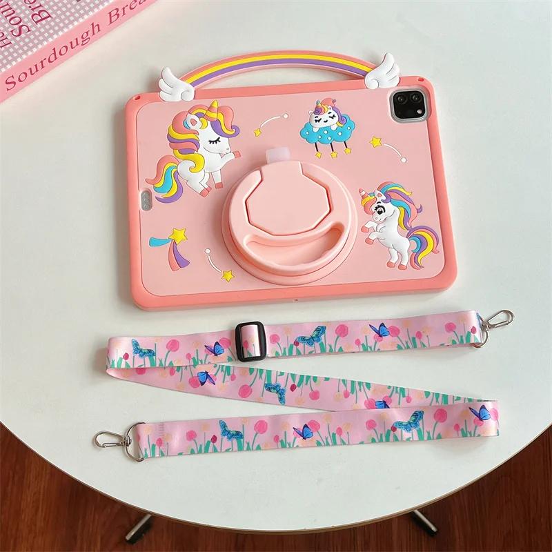 Child Case For IPad 10th 11 9 8 7th 10.2 Air 2 3 4 5 6 10.9 Mini 6 7 Air Pro 11 Cartoon Unicorn Silicone Tablet Cover