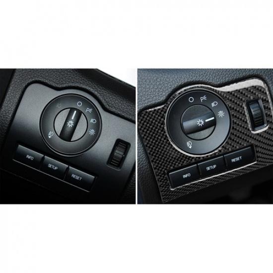 New Carbon Fiber Headlight Switch Button Frame Cover For Ford Mustang 2009-2013