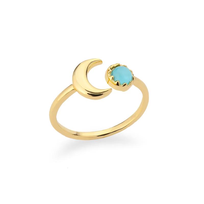 Glowstone Anillos Moon Sun Rings Elegant Women Vintage Gold Color Stainless Steel Mini Sunflower Ring Jewelry Christmas Gifts