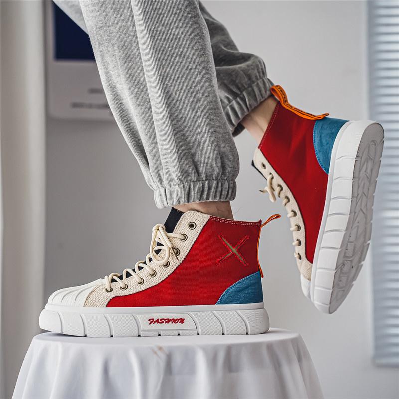 Frühling Herbst Herren High Top Sneakers Atmungsaktive Designer Canvas Sneakers Mann Lässig Hip Hop Canvas Schuhe Männer Skateboard Schuhe