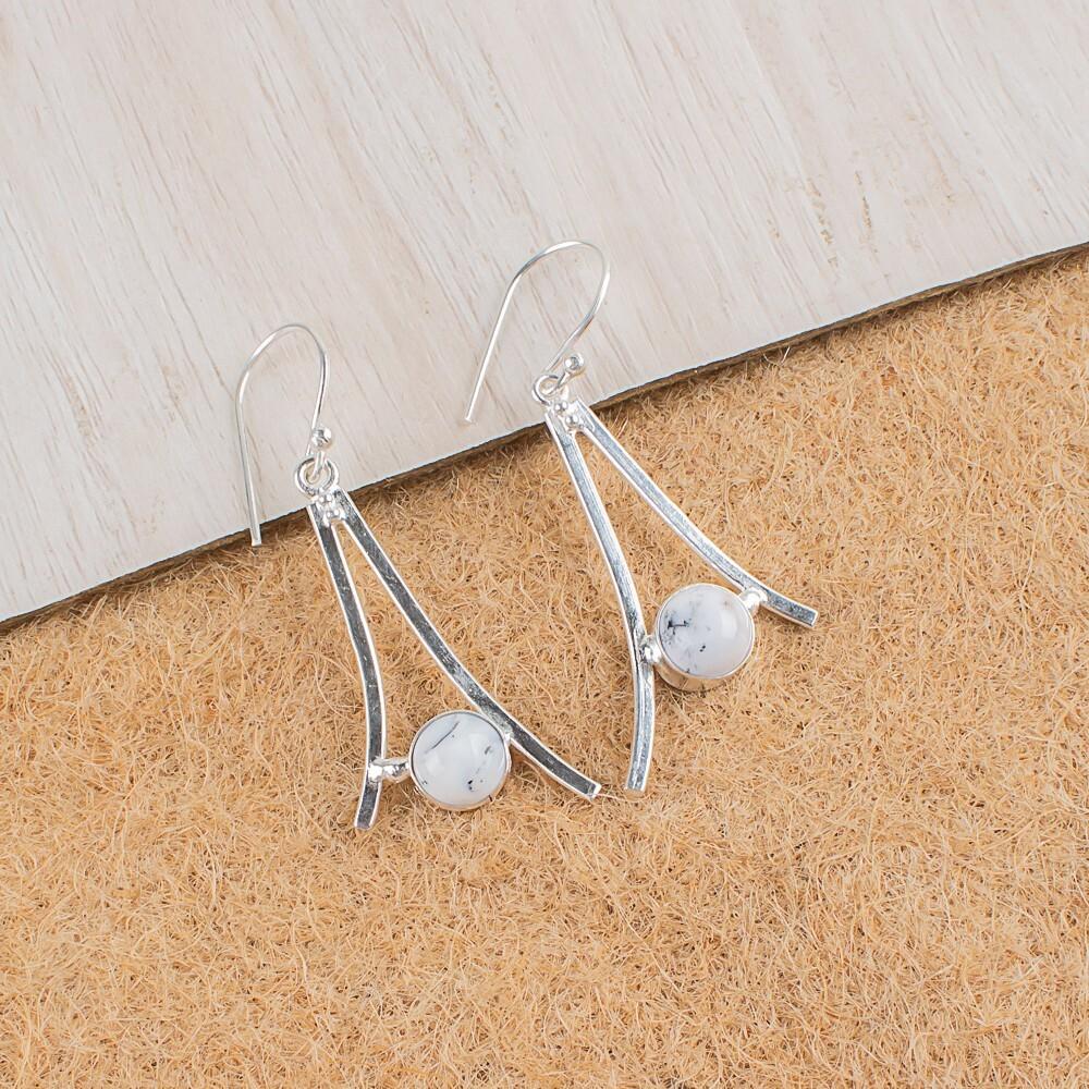 

Dendritic Opal Gemstone 925 Sterling Silver Handmade Jewelry Boho Earrings 1.45 EE-66-30