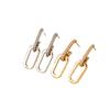 Temperament Two Section Double Link Dangle Earrings for Women Korean Charm Geometry silver Stainless Steel Stud Jewelry