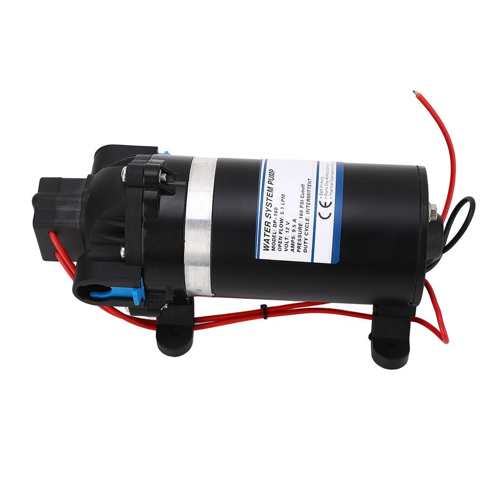 160PSI High Pressure Diaphragm Pump Water Booster Pump 5.1LPM 3 Meter Discharge Lift DC12V