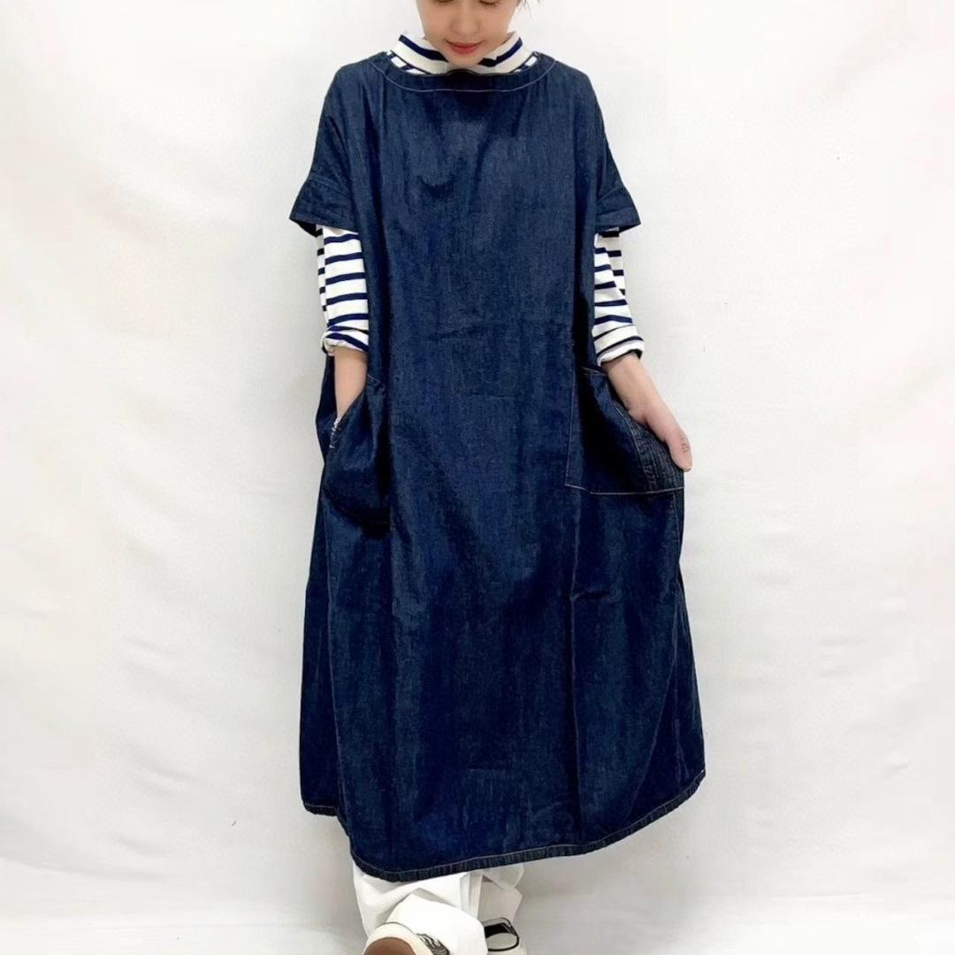 

Japanese Wide Leg Denim Dress for Women One Size синій