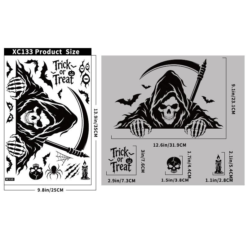 Halloween sticker black horror atmosphere death glass sticker mall window scene arrangement bat static sticker