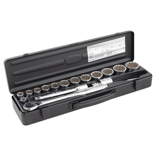 TONE 760MBK Socket Wrench Set, 12.7mm (1/2") Drive, Black, Includes 17 Pieces