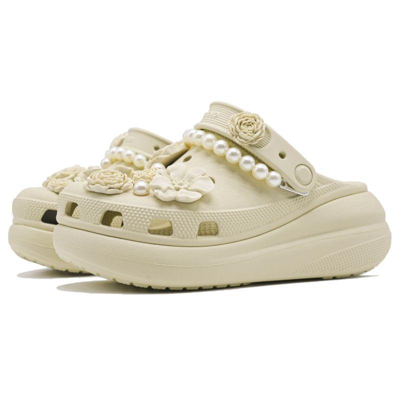 Crocs Crush Clog EVA youthful versatile puff hole shoes women's bone white
