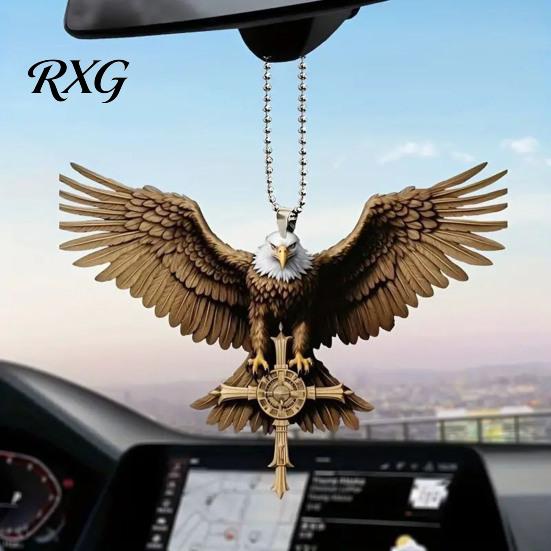 Versatile Hanging Ornament for Vehicles Eagle Acrylic Car Ornament, 2D Flat Personalized Mirror Charm Rearview Decor, Lightweight Auto Interior