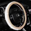 Bling Diamond Beige Leather Steering Wheel Cover Sparkly Crystal Glitter Rhinestones Car Wheel Protector for Women Girl Fit