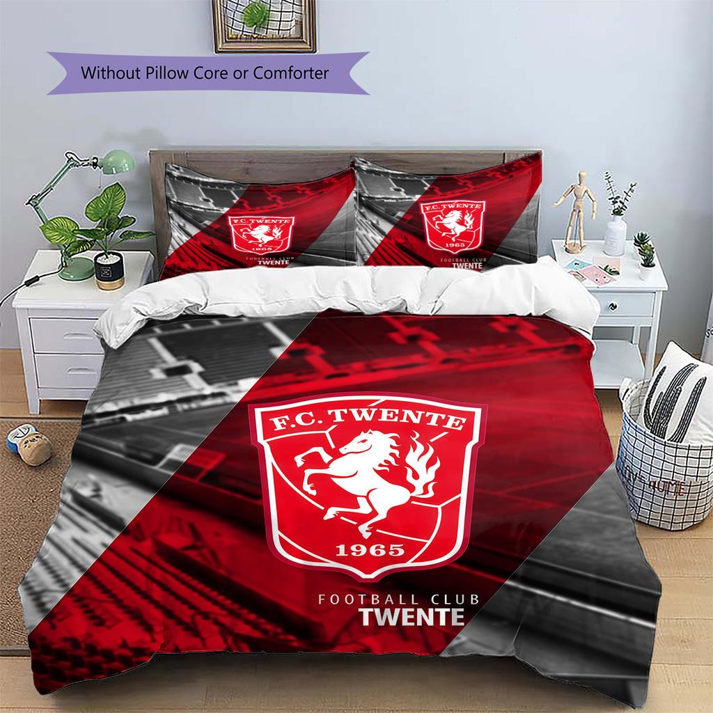 FC Twente Pattern Bedding Quilt Set  Home Decoration  Gift (1 * Duvet Cover + 2 * Pillowcase  Without Core).xwn