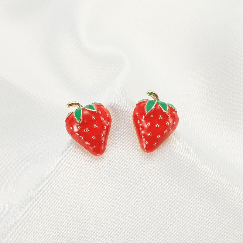 2026 Trendy Cute Sweet Red Strawberry Crystal Rings For Women Girls Korean Small Fresh Fruits Open Finger Ring Wedding Jewelry