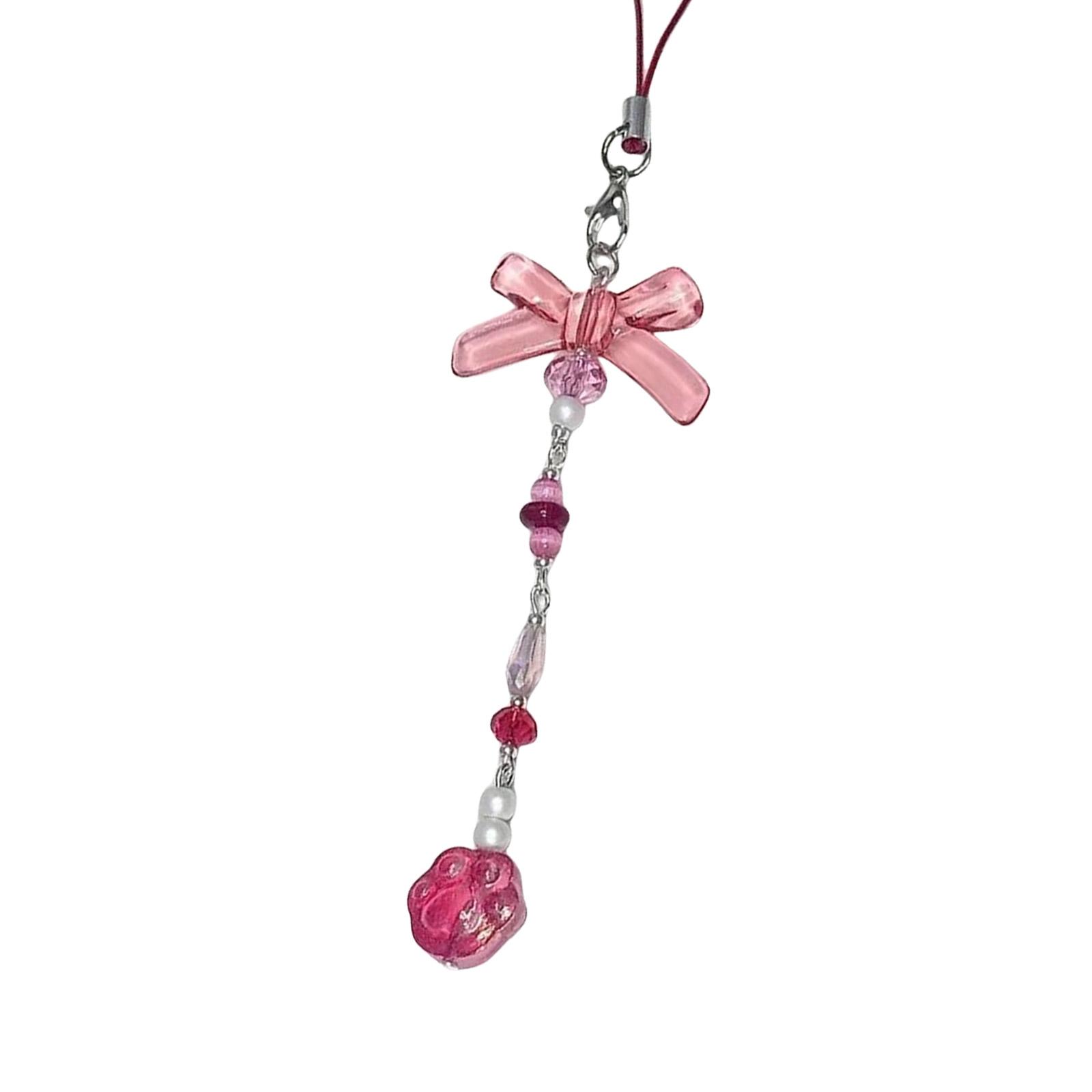 Minimalist Beaded Phone Chain Bowknot Star Pendant Keychain Accessory Camera Bag Charm Handmade Cellphone Decoration