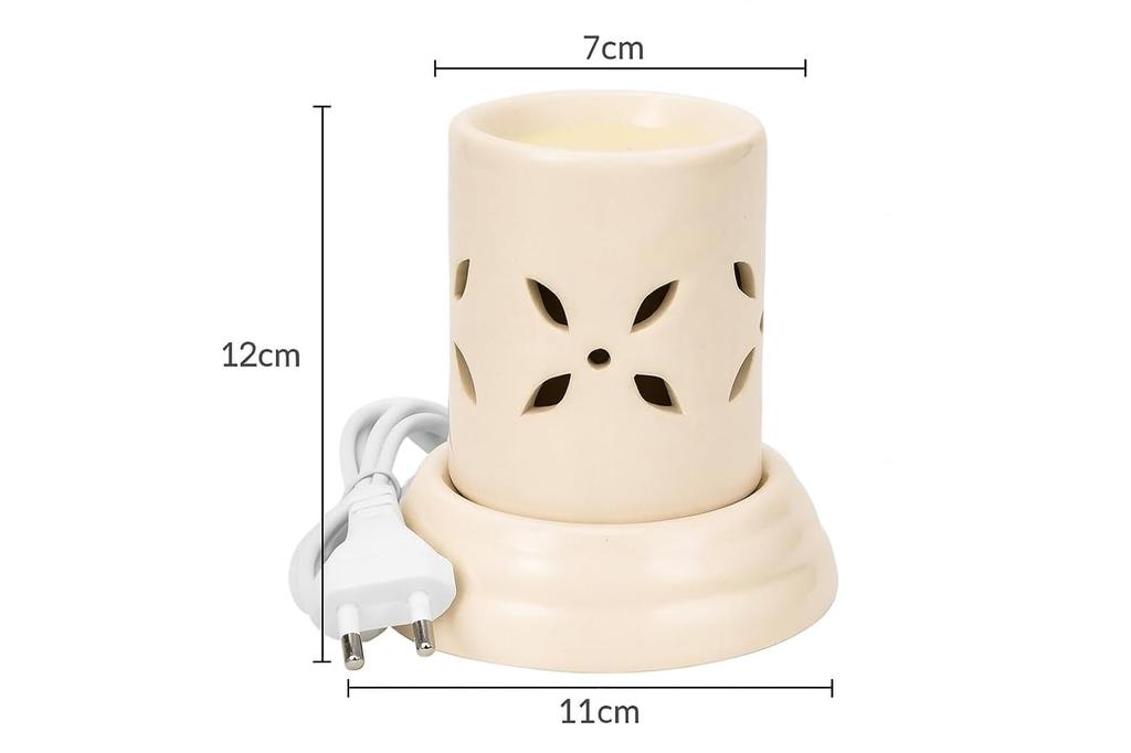 Pure Source Indien Keramik Elektrischer Aroma Diffusor für Zuhause, Off-White - (10 ml Zitronengras-Duft)