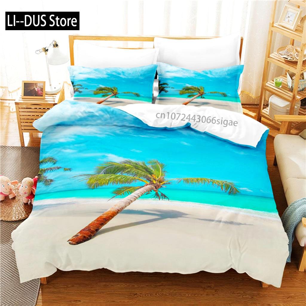 Coconut Tree Beach Bedding Set Duvet Cover Set 3d Bedding Digital Printing Queen Size Bedding Set Fashion Design