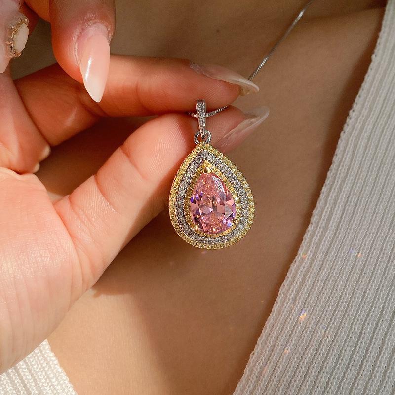 Jewelry Temperament Ring Color Treasure Popular Simulation Yellow Diamond Water Drop Pendant Retro