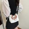 Folded summer new versatile beaded handbag fashion casual trend high temperament shoulder messenger bag