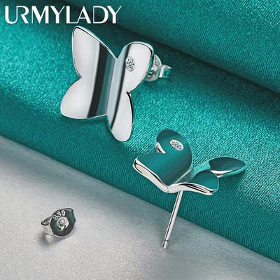 URMYLADY 925 svaraus sidabro lygus drugelis cirkonio auskarai-studai moterims žavesio mados papuošalai