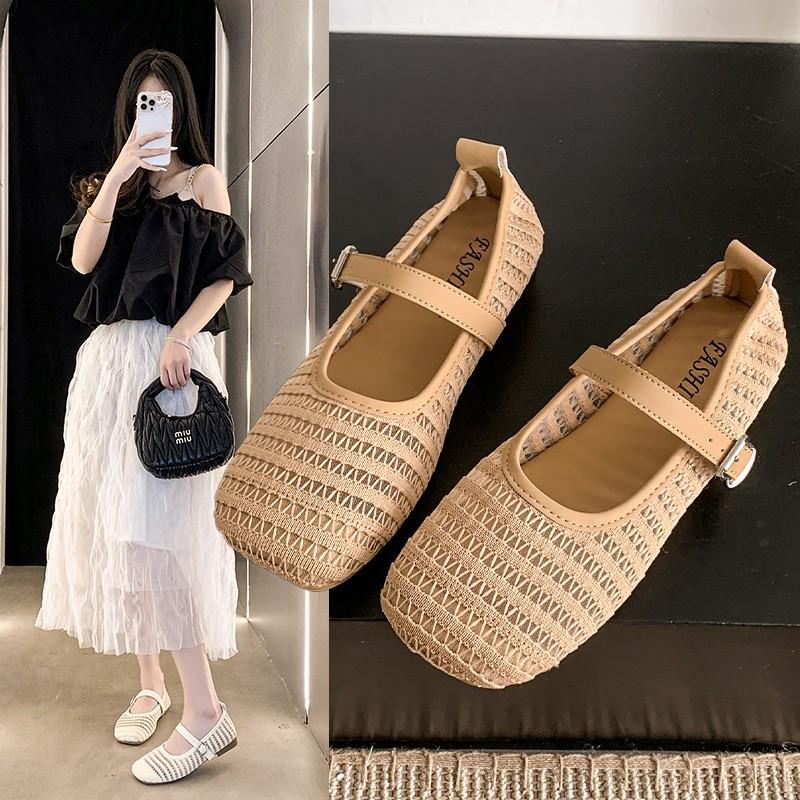 Women Mesh Ballet Flats Fishnet Ballerina Flats Comfortable Round Toe Ballet Shoes Breathable Casual Walking Shoes for Commuting