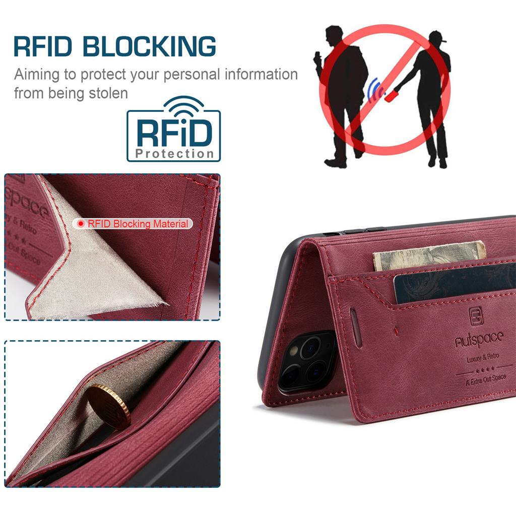 iPhone 11 Pro Max Vintage Leather Flip Wallet Case with RFID Blocking Card Slot, Matte Retro Folio Cover for Women Men (4 Colors)