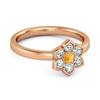 Citrine Floral White Accents Halo Ring - 925 Sterling Silver Rose Gold Vermeil