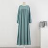 Women's Plus Size Long Sleeved Solid Color Pullover Gown Skirt Over The Knee Dress