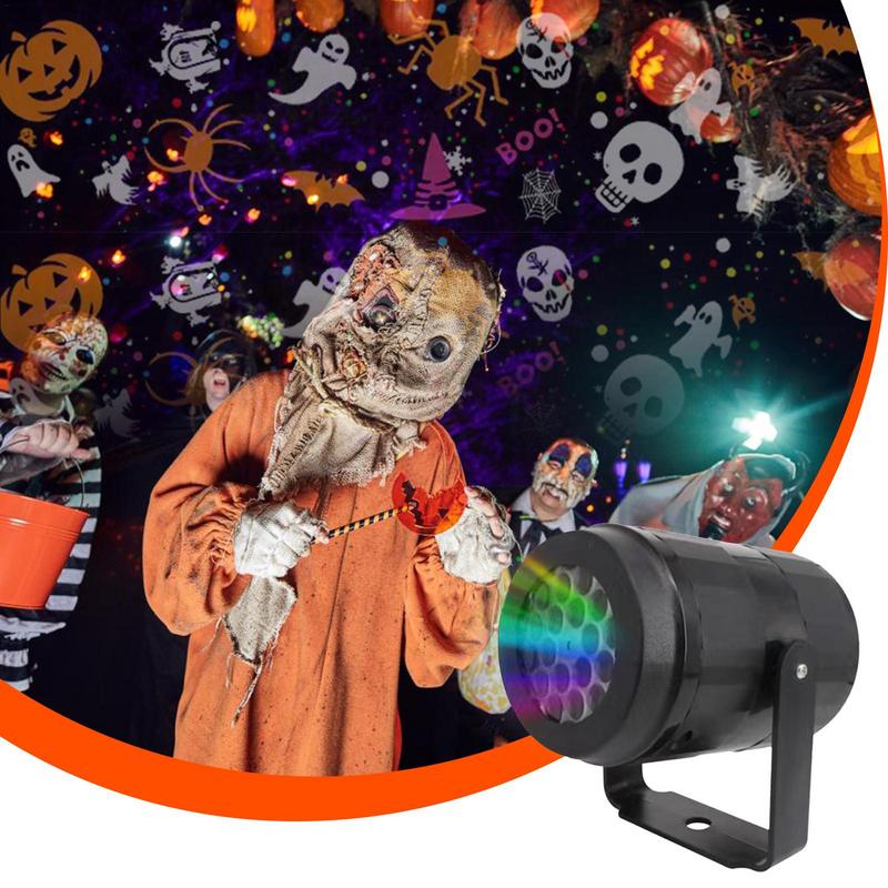 Halloween Projector Light USB Powered Rotating LED Night Lamp Waterproof Switchable Patterns for Holiday Outdoor Landscape Party