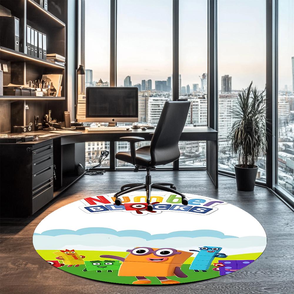 Numberblocks Printed Round Rug Carpet Chair Rug Area Rug Entryway Doormats,for Office Chair Living Room Bedroom Kitchen Room.