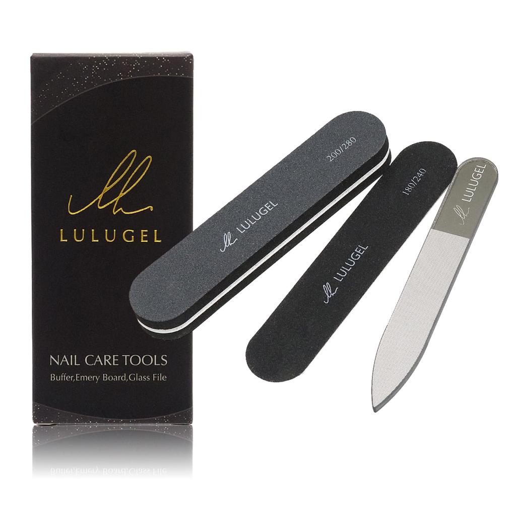 LULUGEL Nail Polish Nail Nail Care Nail 3 Glass Emery Nail Instruction Manual Nail Shiny Nails 3-piece Set, Polish, File, Set, File, Types, File,