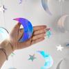 4M Laser Silver Iridescent Party Decoration Star Circle Dot Moon Garland Banner For Birthday Wedding Party Wall Hanging Decor