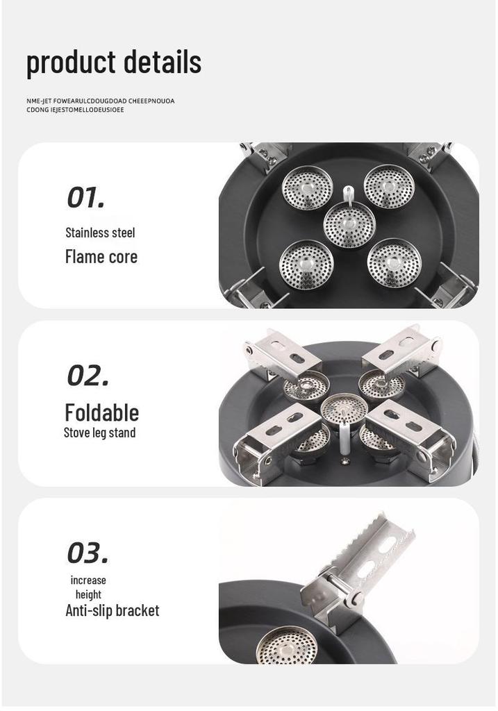 Portable Folding Butane Gas Stove: 5-Core High-Fire for Camping, Boiling, and Cooking Hot Pot