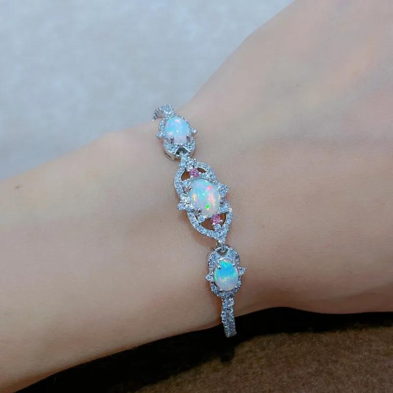 Sace Gems Brățări din Argint Sterling 925 cu Piatră Prețioasă Opal Natural de 6*8MM pentru Femei Logodnă Petrecere Cocktail Bijuterii Fine