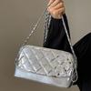 Bursting Silver Fragrance Double-layer Hobo Bag Diamond Lattice Embroidery Thread Casual Simple Commuting Classic Casual Chain Crossbody Bag