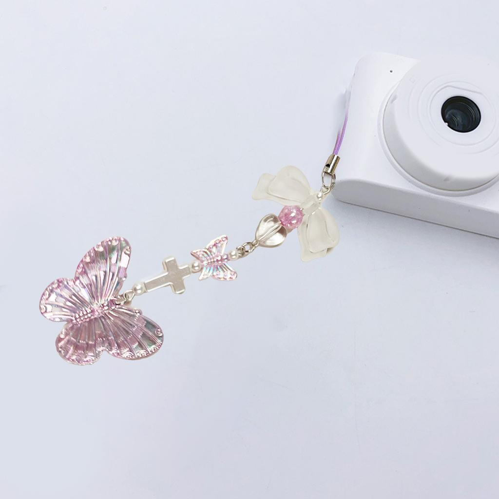 Elegant Butterfly Phone Chain Portable Acrylic Keychain Multipurpose Pendant Perfect for Handbags and Notebooks Wallets